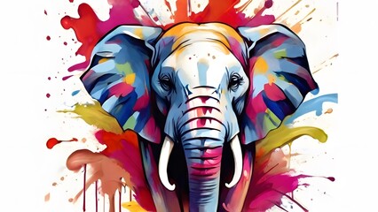 Poster - graffiti on the wall of a elephant, ai generated