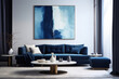 Painting wall modern minimal living room interior design indigo colors