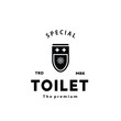 © Artoniumw - Toilet silhouette hipster logo bowl sanitaryware vector bathroom. Bidet toilet line icon interior top view