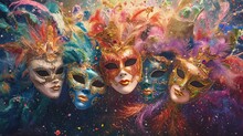 Colorful Collage Of Mardi Gras Masks
