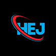 HEJ logo. HEJ letter. HEJ letter logo design. Initials HEJ logo linked with circle and uppercase monogram logo. HEJ typography for technology, business and real estate brand.