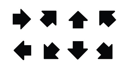 Wall Mural - Bold arrow sign collection, set of black arrows icons, isolated on white background - Vector illustration. eps file 35.