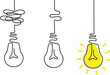 © Hasitha - Simplifying the complex, confusion clarity or path vector idea concept with lightbulbs doodle illustration