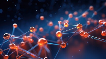 Wall Mural - 3d rendering of an abstract molecular structure in blue, depicting network connectivity and scientif