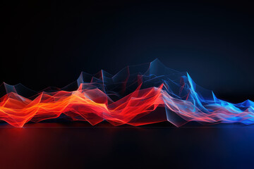 Wall Mural - blue abstract background with a cyber network grid and connected particles.