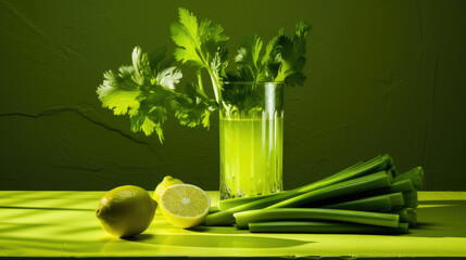 Photo of celery on wooden table
