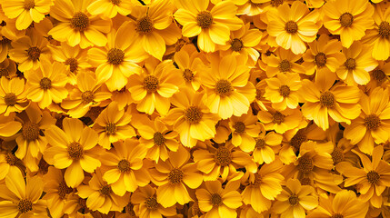 Canvas Print - Wall of bright yellow flowers background.