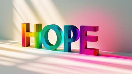 Wall Mural - The word hope is painted in rainbow colors