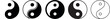 Yin Yang icon set, symbol of harmony and balance. Vector set of black and white yin and yang symbols. Vector illustration