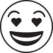 design a smiling face with heart-shaped eyes emoji, symbolizing extreme happiness, icon