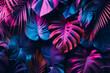 creative neon colors made from tropical leaves. Nature concept
