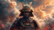 Japanese Gods Adorned in Golden Plate Armor Amidst the Clouds
