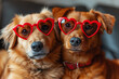 dog wearing heart glasses,  Valentine's day