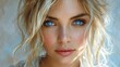 Beautiful Young Blond Woman with Blue Eyes AI Generated