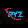 RYZ logo. RYZ letter. RYZ letter logo design. Initials RYZ logo linked with circle and uppercase monogram logo. RYZ typography for technology, business and real estate brand.