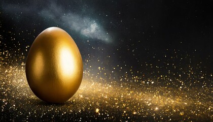 golden egg with universe in background 