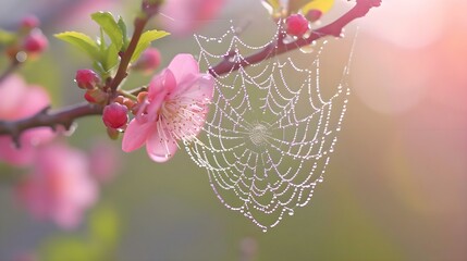 Wall Mural - a close up of a spider web on a flower
