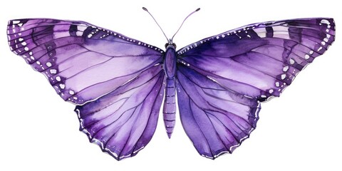 Canvas Print - A beautiful watercolor painting of a purple butterfly. This artwork captures the delicate details of the butterfly's wings and vibrant colors.