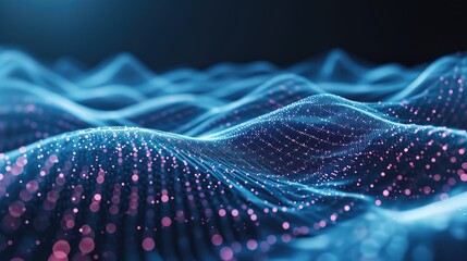 Wall Mural - A close-up view of a wave of blue and pink lights. This image can be used to add a vibrant and colorful touch to various projects