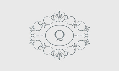 Wall Mural - Luxury logo design for hotel, heraldry, business, illustration, restaurant and others with letter Q. Vector illustration.