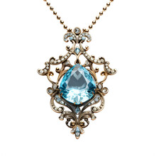 A Necklace With A Large Blue Stone In The Center On A Transparent Background Png Isolated
