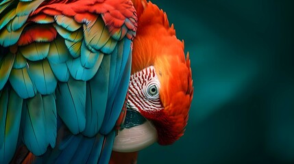 Wall Mural - a close up of a colorful bird on a person's head