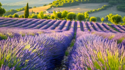 Canvas Print - a field of lavender flowers in the countryside