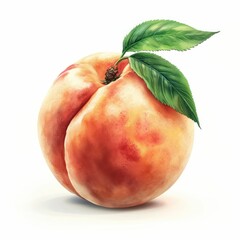 Wall Mural - ripe peach with leaf