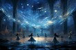 Whirling celestial dancers, adorned with starry costumes, performing celestial ballet - Generative AI
