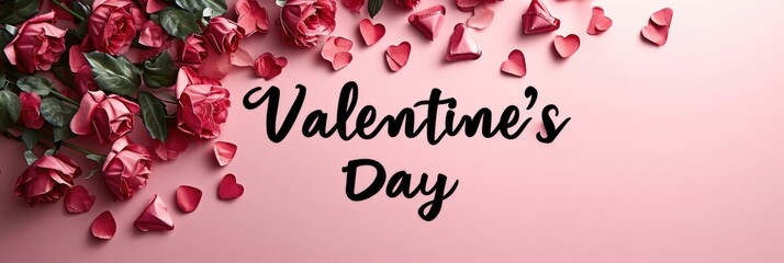 Wall Mural -  Valentines Day typography poster with calligraphy text
