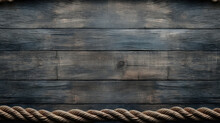Wooden Background With Wicker Rope Text Space