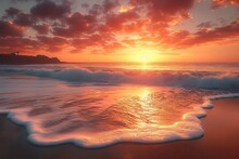 Sunrise On The Beach Beautiful Seascape View For A Getaway