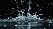 Water Spurting Out Against Black Background, Slow Motion 4K     