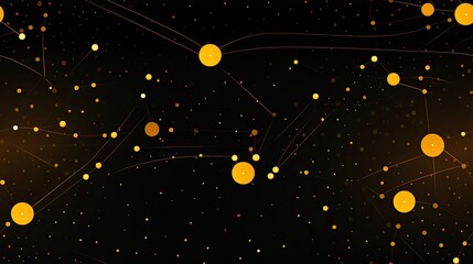  Abstract technology background with big yellow dots and stars. High-tech digital illustration.