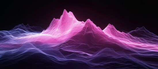Wall Mural - mountain shaped wave on black background with pink colors