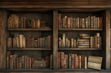 Wall Mural - an example of the shelf above and below bookcases in an old library