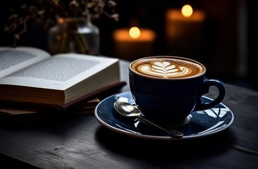 Sticker - book pro and coffee on a wooden table