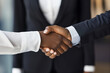 © Adrian - Partnership and people concept - close up of african american businessman and businesswoman shaking hands in office