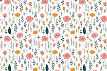 Seamless Pattern Of Flowers .fabrics Floral Background . 