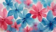 colorful blue and pink flower watercolor pattern background wallpaper valentine s day banner abstract winter christmas generative ai
