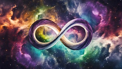 colorful space with infinity symbol fantasy galaxy generative ai background