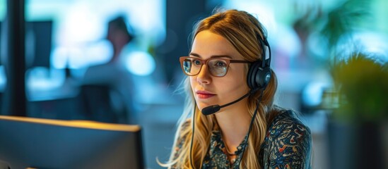 Canvas Print - Professional woman in customer service office.