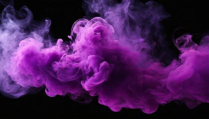 Wall Mural - purple smoke clouds on black background