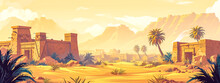 Echoes Of Antiquity: Amidst The Whispers Of Sand And Time, The Golden Hues Of A Forgotten Era Stand Resilient Under The Watchful Gaze Of A Timeless Sky, Banner