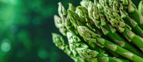 Canvas Print - Fresh green organic asparagus bunch, close up texture.