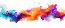 Colorful Watercolor Style Smooth Splashes Paint On A White Background. Generate AI Image