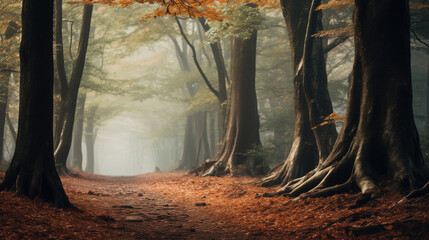 Wall Mural - autumn forest in the forest