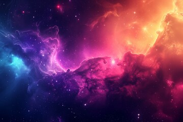 Wall Mural - beautiful outer space background with colorful nebula - ai generated