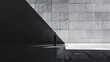 Minimalist Black and White Concrete Wall Half Shadow with Man 