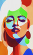 Portrait of a woman. Girl illustration. Colorful Pop art
